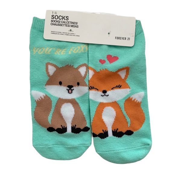 Forever 21 Ankle Socks 4 Pairs Animal Fox Bunny Soda Print - Picture 8 of 11